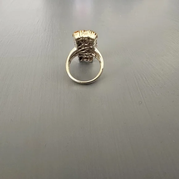 .925 Sterling Silver Lab Created Multi Colored Diamond Baguette Ring. - Picture 8 of 8